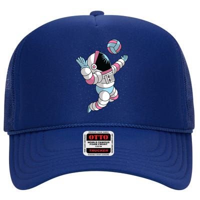 Astronaut Space Volleyball High Crown Mesh Back Trucker Hat