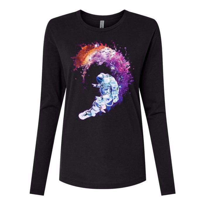 Astronaut Surfing Womens Cotton Relaxed Long Sleeve T-Shirt