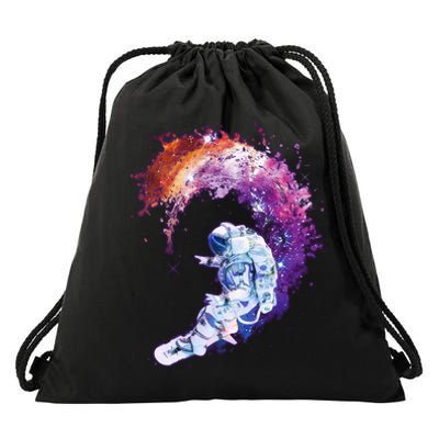 Astronaut Surfing Drawstring Bag