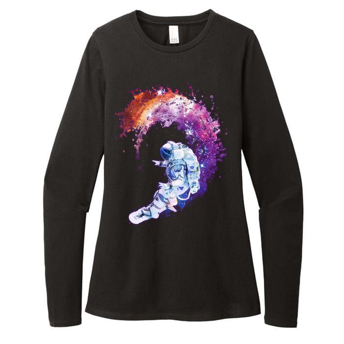 Astronaut Surfing Womens CVC Long Sleeve Shirt