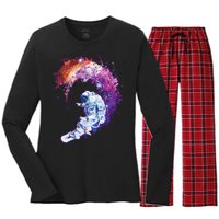 Astronaut Surfing Women's Long Sleeve Flannel Pajama Set 