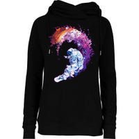 Astronaut Surfing Womens Funnel Neck Pullover Hood