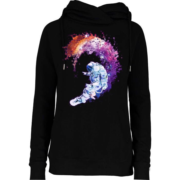 Astronaut Surfing Womens Funnel Neck Pullover Hood