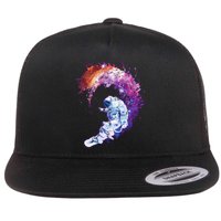 Astronaut Surfing Flat Bill Trucker Hat