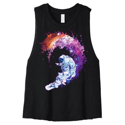 Astronaut Surfing Women's Racerback Cropped Tank