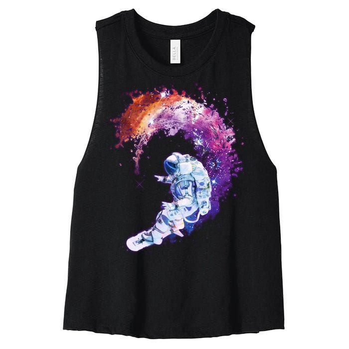 Astronaut Surfing Women's Racerback Cropped Tank