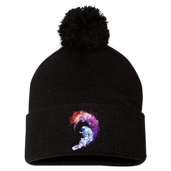 Astronaut Surfing Pom Pom 12in Knit Beanie