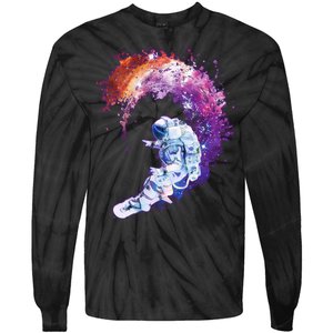 Astronaut Surfing Tie-Dye Long Sleeve Shirt