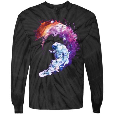 Astronaut Surfing Tie-Dye Long Sleeve Shirt