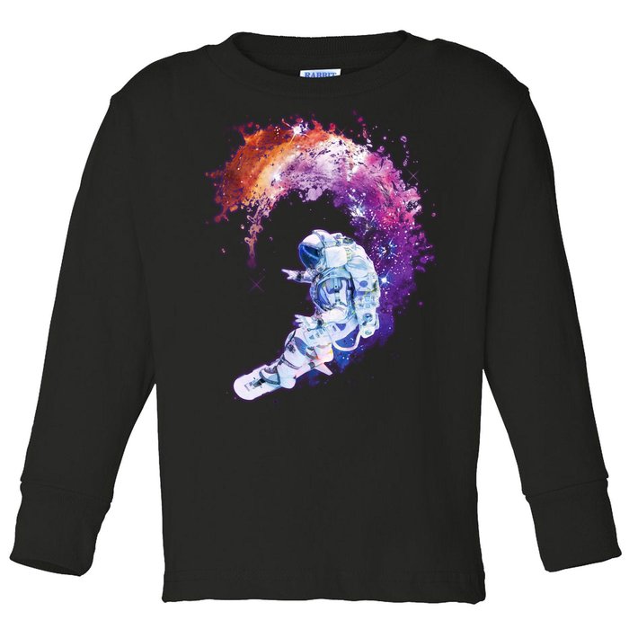 Astronaut Surfing Toddler Long Sleeve Shirt