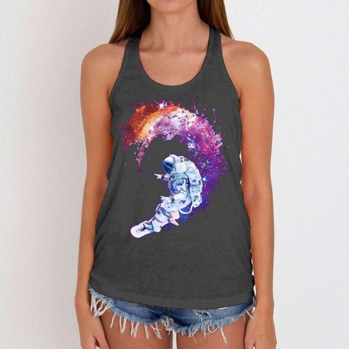 Astronaut Surfing Women's Knotted Racerback Tank