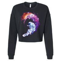 Astronaut Surfing Cropped Pullover Crew