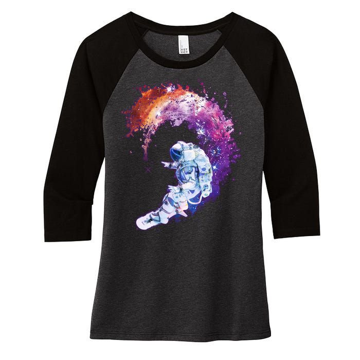 Astronaut Surfing Women's Tri-Blend 3/4-Sleeve Raglan Shirt