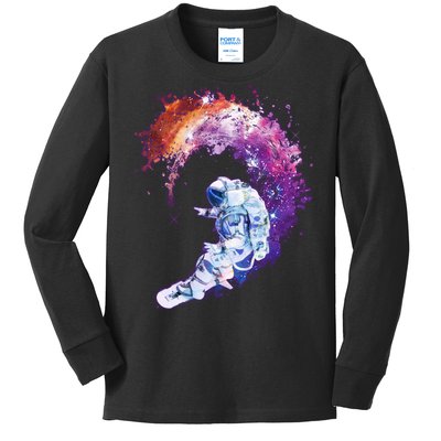 Astronaut Surfing Kids Long Sleeve Shirt