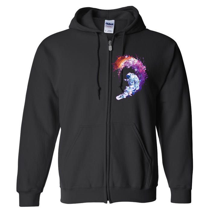 Astronaut Surfing Full Zip Hoodie