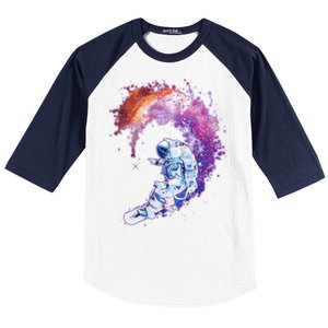 Astronaut Surfing Baseball Sleeve Shirt