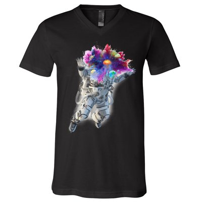 Astronaut Universe Planet Explosion V-Neck T-Shirt