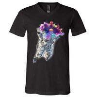 Astronaut Universe Planet Explosion V-Neck T-Shirt
