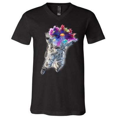 Astronaut Universe Planet Explosion V-Neck T-Shirt