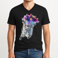 Astronaut Universe Planet Explosion V-Neck T-Shirt