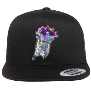 Astronaut Universe Planet Explosion Flat Bill Trucker Hat