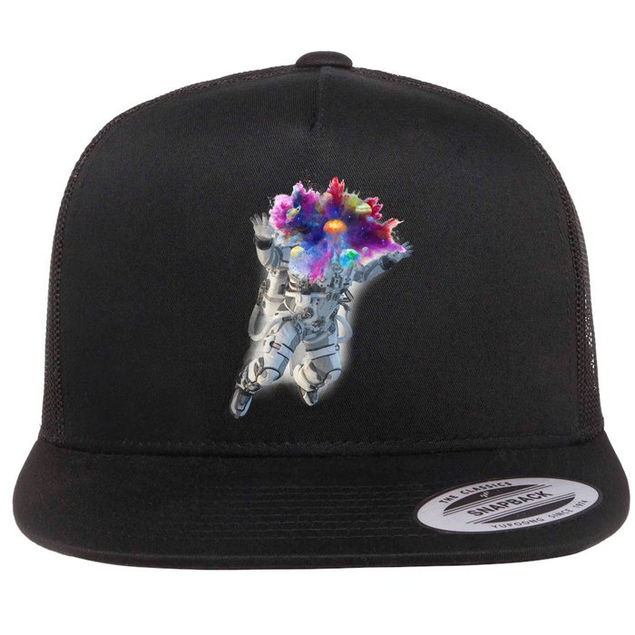 Astronaut Universe Planet Explosion Flat Bill Trucker Hat