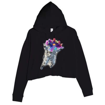 Astronaut Universe Planet Explosion Crop Fleece Hoodie