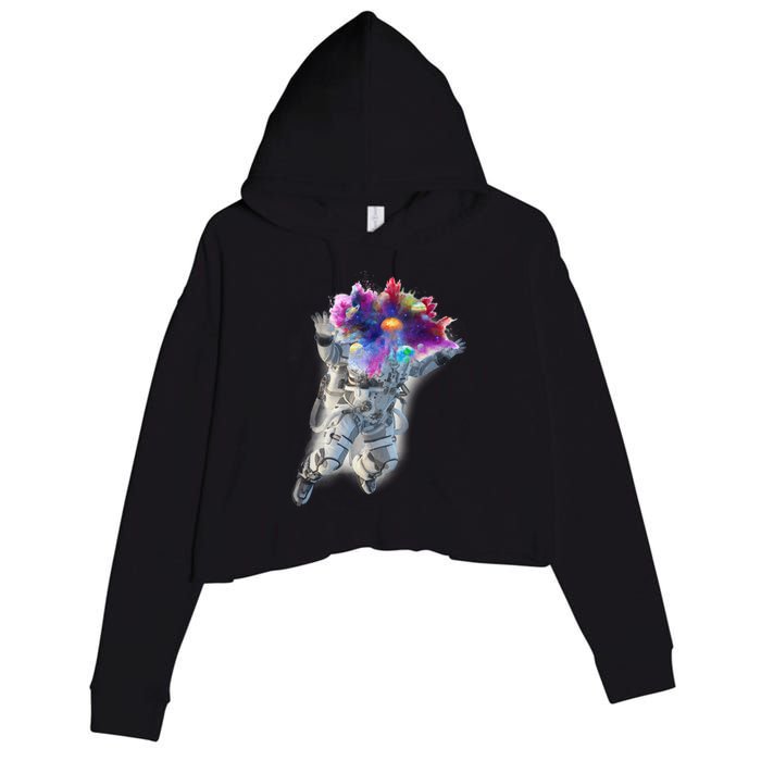 Astronaut Universe Planet Explosion Crop Fleece Hoodie