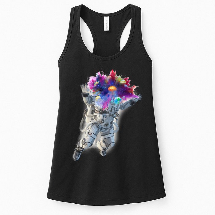 Astronaut Universe Planet Explosion Womens Tank Top