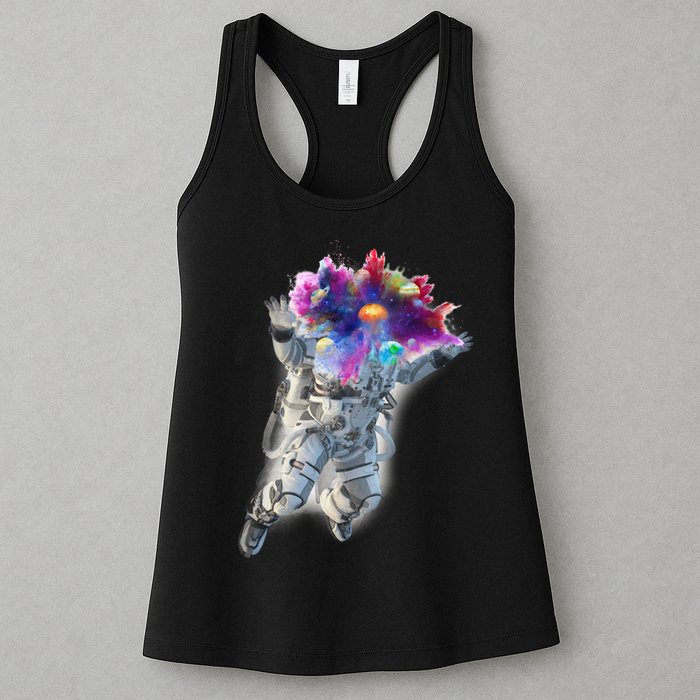 Astronaut Universe Planet Explosion Womens Tank Top