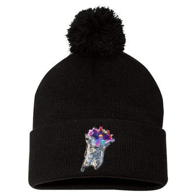 Astronaut Universe Planet Explosion Pom Pom 12in Knit Beanie