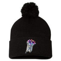 Astronaut Universe Planet Explosion Pom Pom 12in Knit Beanie