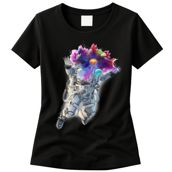 Astronaut Universe Planet Explosion Womens T-Shirt