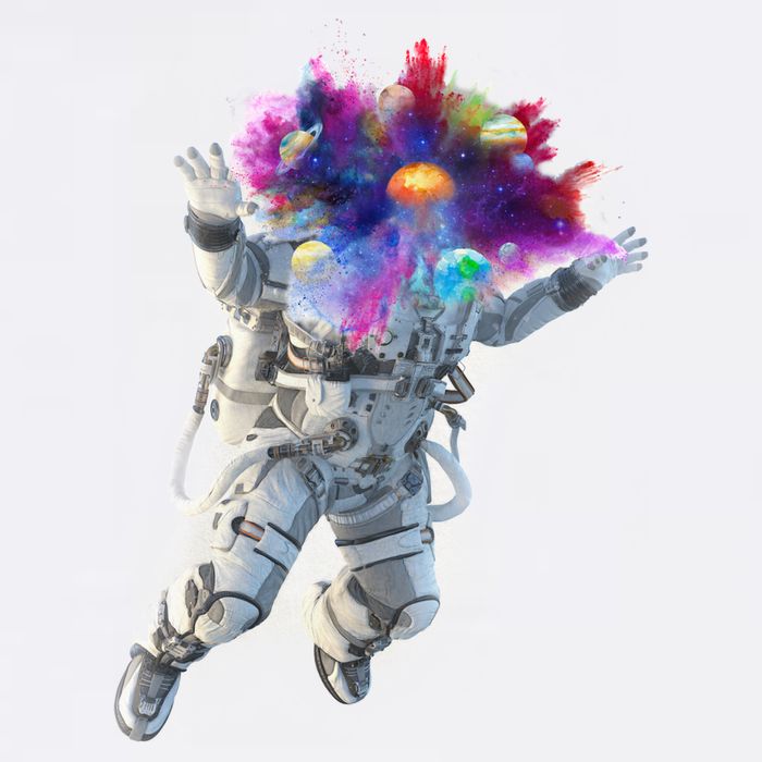 Astronaut Universe Planet Explosion Garment-Dyed Sweatshirt