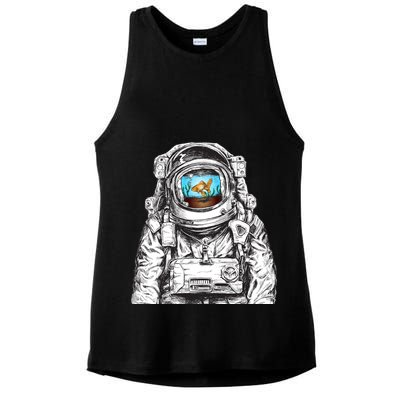 Astronaut With Goldfish Ladies PosiCharge Tri-Blend Wicking Tank