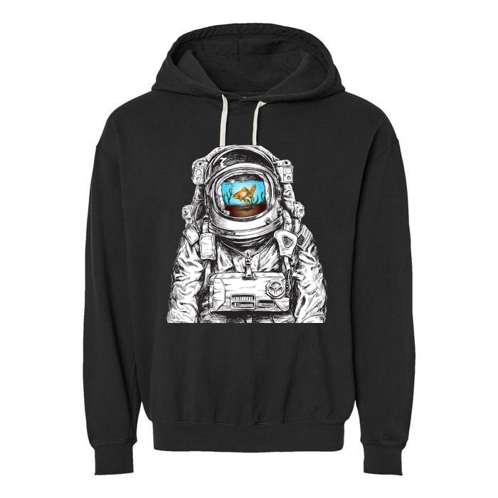 Astronaut With Goldfish Garment-Dyed Fleece Hoodie