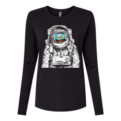 Astronaut With Goldfish Womens Cotton Relaxed Long Sleeve T-Shirt