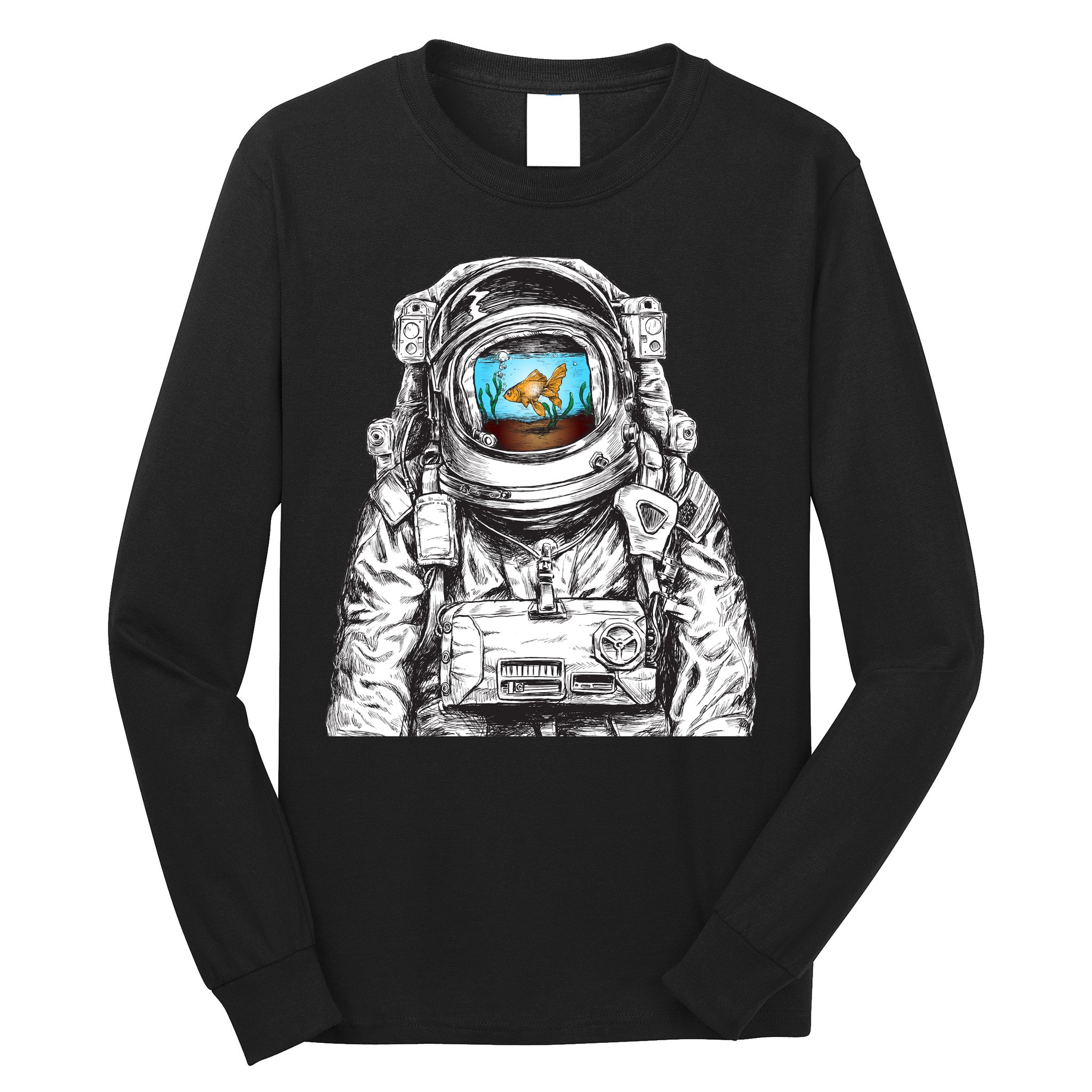 Astronaut With Goldfish Long Sleeve Shirt