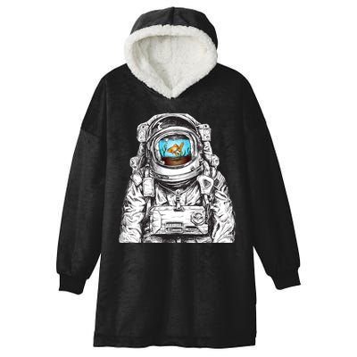 Astronaut With Goldfish Hooded Wearable Blanket
