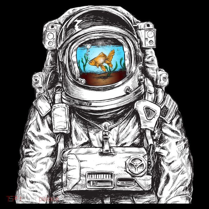 Astronaut With Goldfish Button