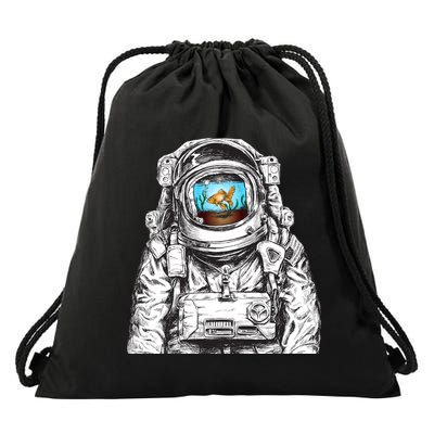 Astronaut With Goldfish Drawstring Bag