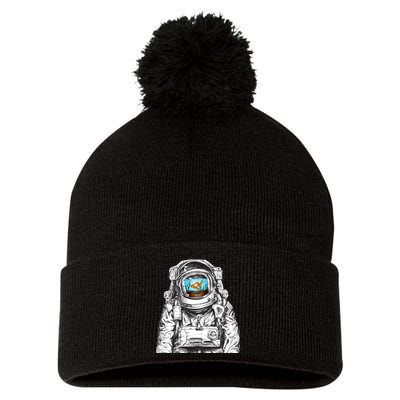 Astronaut With Goldfish Pom Pom 12in Knit Beanie