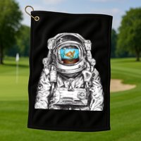 Astronaut With Goldfish Golf Towel