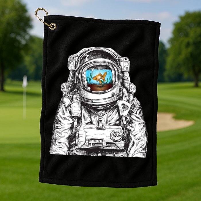 Astronaut With Goldfish Golf Towel
