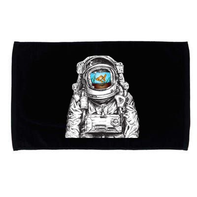 Astronaut With Goldfish Microfiber Hand Towel