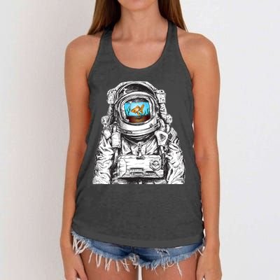 Astronaut With Goldfish Women's Knotted Racerback Tank