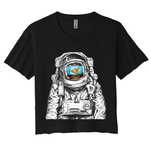 Astronaut With Goldfish Crop Top