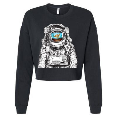 Astronaut With Goldfish Cropped Pullover Crew