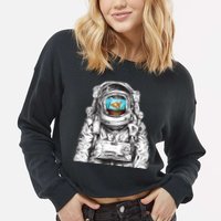 Astronaut With Goldfish Cropped Pullover Crew