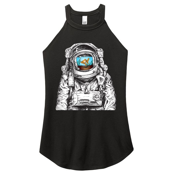 Astronaut With Goldfish Women's Perfect Tri Rocker Tank